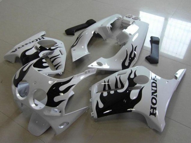 1988-1989 Honda CBR250RR MC19 Motorcycle Fairings - White Glossy Black Flame Australia