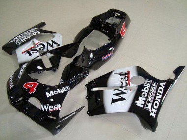 Affordable 1988-1989 Honda CBR250RR MC19 Motorcycle Fairings - Glossy Black White West Mobil HRC 4 Australia