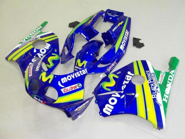 1990-1998 Honda CBR250RR MC22 Motorcycle Fairings - Blue Yellow Green MoviStar Castrol Australia