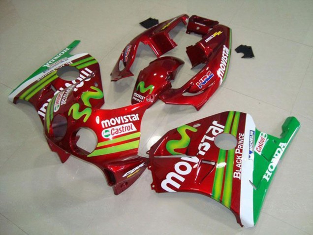 1990-1998 Honda CBR250RR MC22 Motorcycle Fairings - Red White Green MoviStar Australia