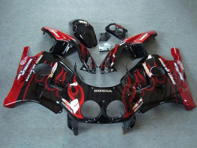 1990-1998 Honda CBR250RR MC22 Motorcycle Fairings - Glossy Black Red Flame Australia