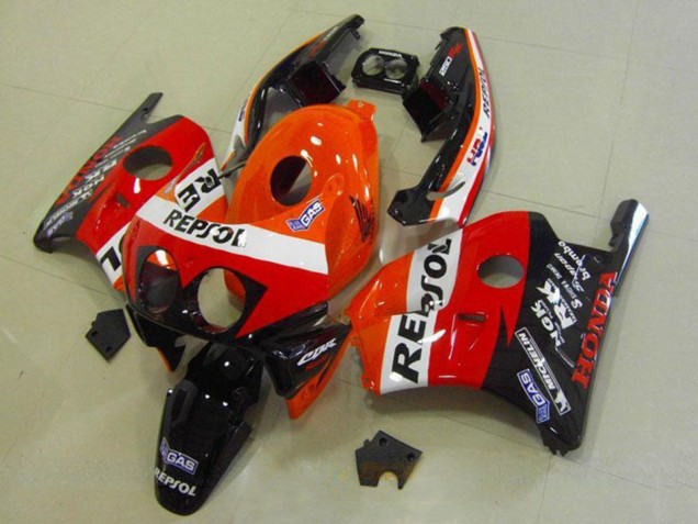 1990-1998 Honda CBR250RR MC22 Motorcycle Fairings - Orange White Red Glossy Black HRC Repsol Australia