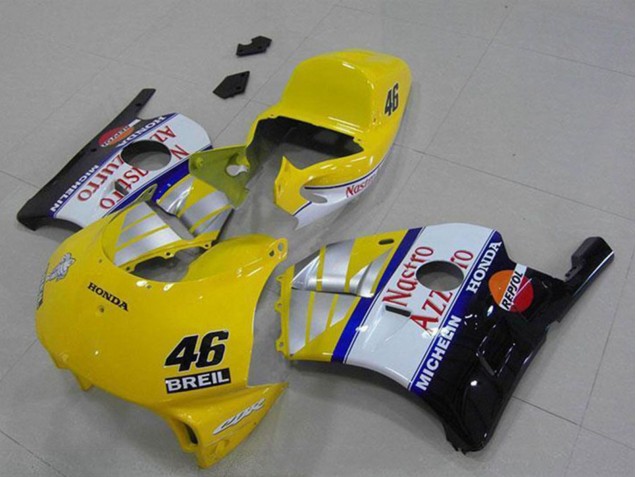 1990-1998 Honda CBR250RR MC22 Motorcycle Fairings - Yellow Silver White Red Nastro Azzurro Breil 46 Australia