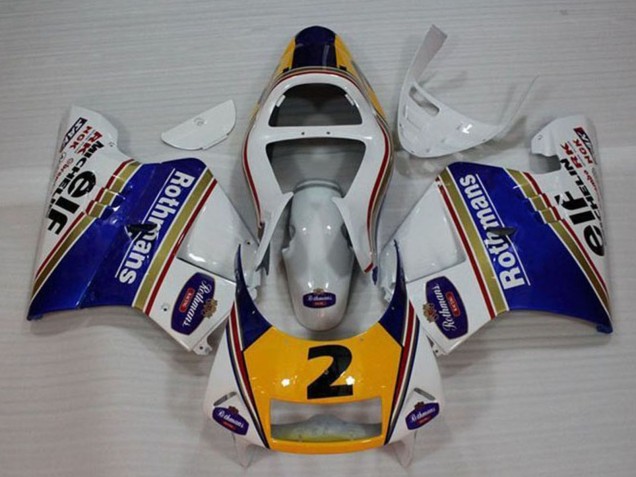 1994-1996 Honda NSR250R MC28 P4 Motorcycle Fairings - White Blue Yellow Gold Rothmans Elf 2 Australia