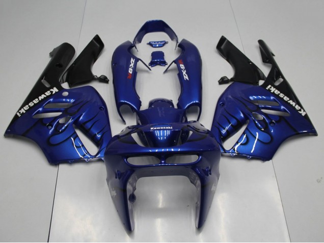 1994-1997 Kawasaki ZX9R Motorcycle Fairings - Blue Black Flame Australia