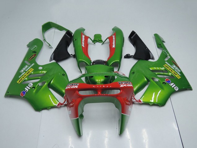 1994-1997 Kawasaki ZX9R Motorcycle Fairings - Green Red Elf Dunlop Australia