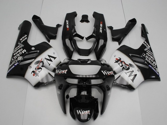1994-1997 Kawasaki ZX9R Motorcycle Fairings - Glossy Black White West Australia