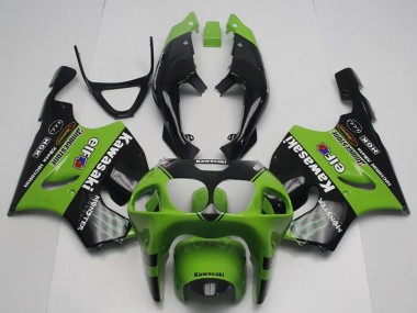 Affordable 1996-2003 Kawasaki ZX7R Motorcycle Fairings - Green Glossy Black Monster Elf Australia