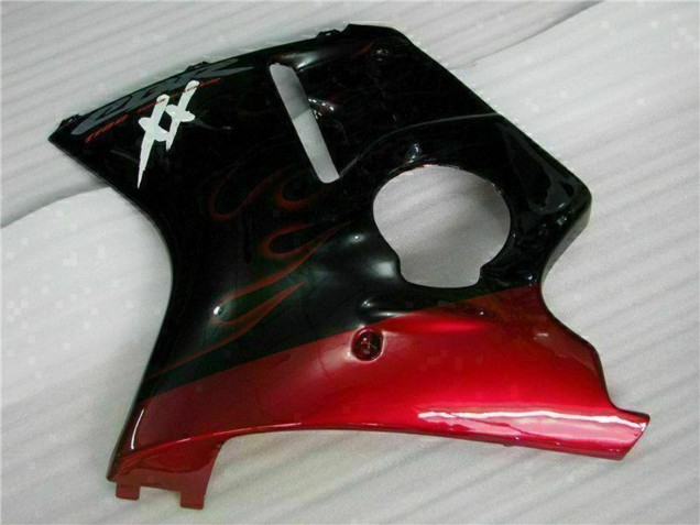 1996-2007 Honda CBR1100XX Blackbird Abs Motorcycle Fairing - Glossy Black Red Flame Australia