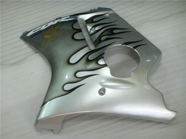 1996-2007 Honda CBR1100XX Blackbird Motorcycle Fairing - Silver Black Flame Australia