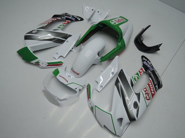 1997-2005 Honda VTR1000F Motorcycle Fairings - White Green Glossy Black Castrol Australia
