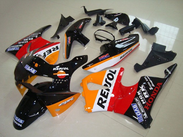 1998-1999 Honda CBR900RR 919 Motorcycle Fairings - Orange White Red Glossy Black Repsol Australia