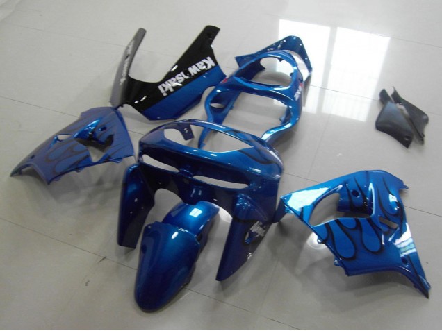 1998-1999 Kawasaki ZX9R Motorcycle Fairings - Blue Black Flame Australia
