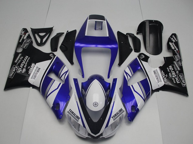 1998-1999 Yamaha YZF R1 Motorcycle Fairings - Blue White Glossy Black Yamalube Motards Australia