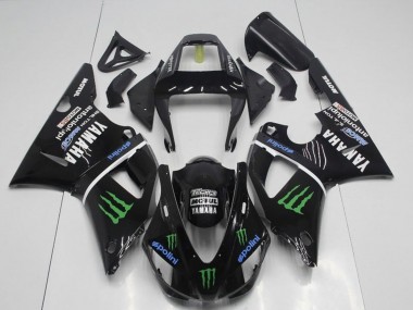 Affordable 1998-1999 Yamaha YZF R1 Motorcycle Fairings - Glossy Black Blue Green Motul Monster Drink Australia