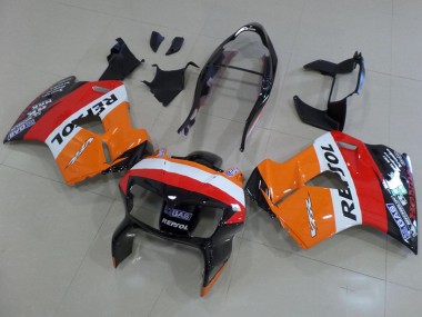 Affordable 1998-2001 Honda VFR 800 Motorcycle Fairings - Orange White Red Glossy Black Repsol Australia