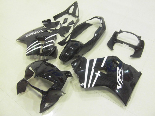 1998-2001 Honda VFR 800 Motorcycle Fairings - Glossy Black White Stripe Australia