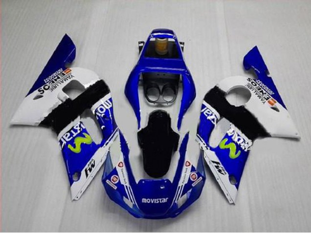 1998-2002 Yamaha YZF R6 Motorcycle Fairings - White Blue Black MoviStar ENEOS Yamalube Australia