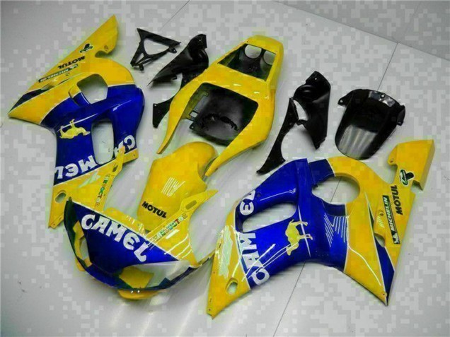 1998-2002 Yamaha YZF R6 Motorcycle Fairings - Yellow Blue White Camel Motul Australia