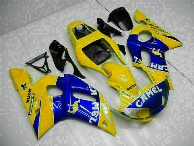 1998-2002 Yamaha YZF R6 Motorcycle Fairings - Yellow Blue White Camel Motul Australia