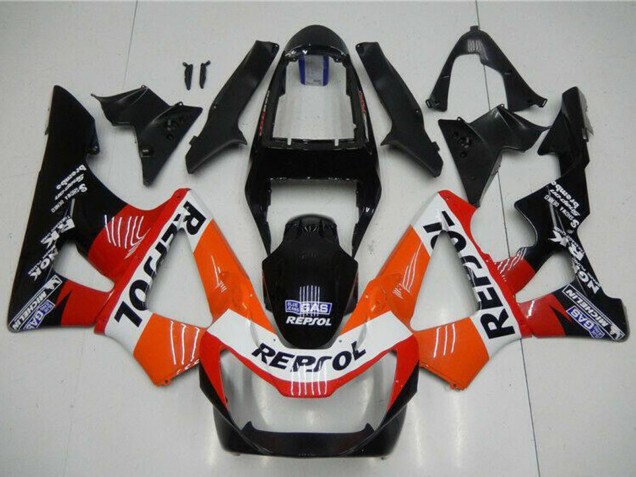 2000-2001 Honda CBR900RR 929RR Motorcycle Fairings - Orange White Red Glossy Black Repsol Australia