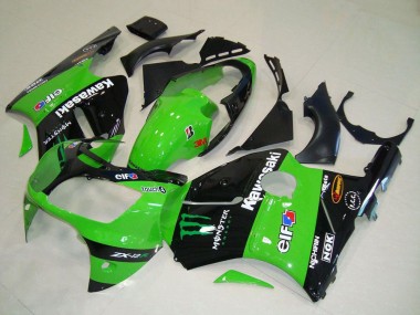 Affordable 2000-2001 Kawasaki ZX12R Motorcycle Fairings - Green Glossy Black Elf Touch4 Monster Australia