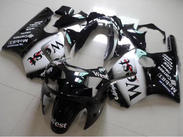 2000-2001 Kawasaki ZX12R Motorcycle Fairings - Glossy Black White West Australia