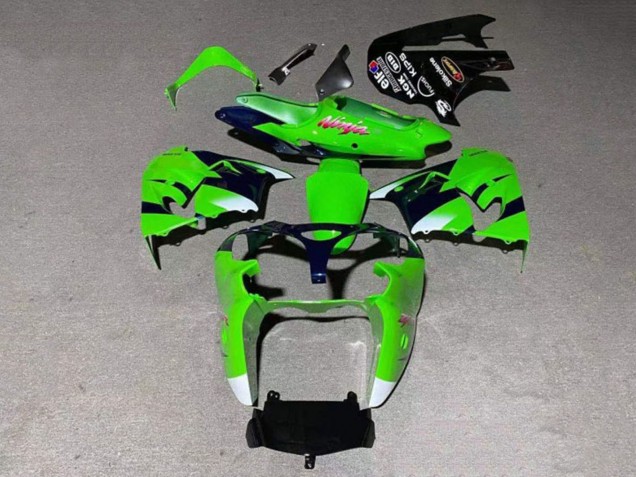 2000-2001 Kawasaki ZX9R Motorcycle Fairing - Green White Glossy Black Australia