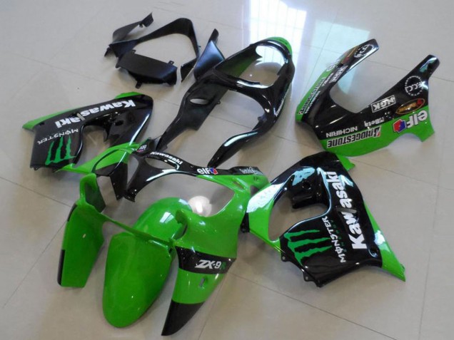 2000-2001 Kawasaki ZX9R Motorcycle Fairings - Glossy Black Green Monster Australia
