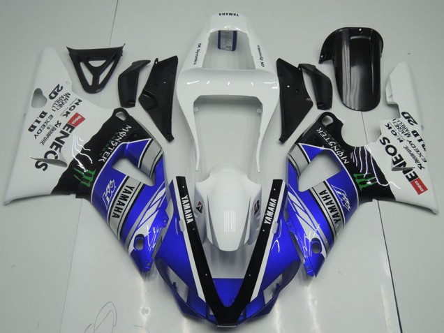 2000-2001 Yamaha YZF R1 Motorcycle Fairings - White Blue Black ENEOS Monster Australia