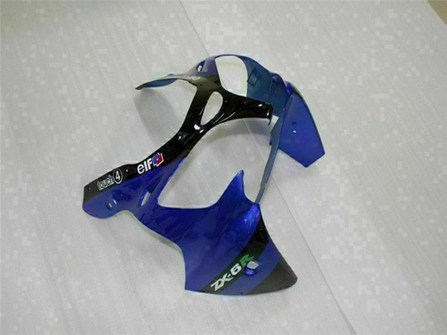 2000-2002 Kawasaki ZX6R Motorcycle Fairings - Blue Glossy Black Elf Bridgestone Australia