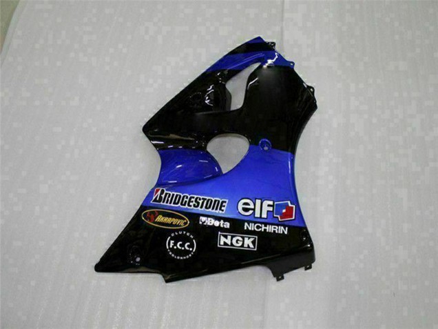 2000-2002 Kawasaki ZX6R Motorcycle Fairings - Blue Glossy Black Elf Bridgestone Australia
