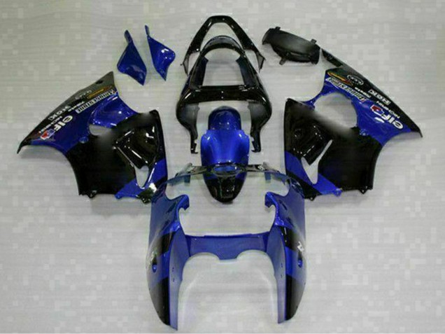 2000-2002 Kawasaki ZX6R Motorcycle Fairings - Blue Glossy Black Elf Bridgestone Australia