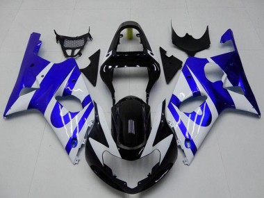 Affordable 2000-2002 Suzuki GSXR 1000 Motorcycle Fairing - White Blue Glossy Black Australia