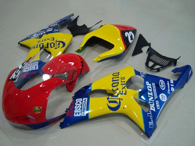 2000-2002 Suzuki GSXR 1000 Motorcycle Fairings - Yellow Red Blue Corona Racing Australia