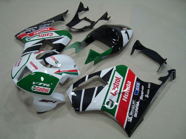2000-2006 Honda VTR1000 Bike Fairing - White Red Green Glossy Black Castrol Australia