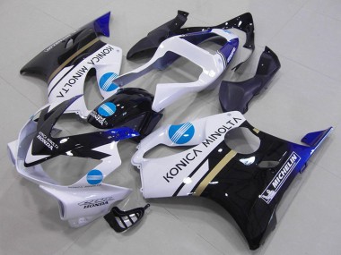 Affordable 2001-2003 Honda CBR600 F4i Motorcycle Fairings - White Blue Glossy Black Konica Minolta Australia