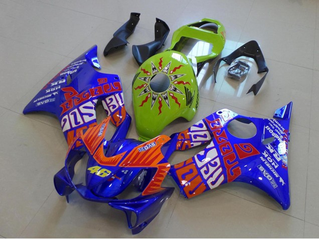 2001-2003 Honda CBR600 F4i Motorcycle Fairings - Yellow Blue Orange Rossi 46 Australia