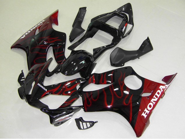 2001-2003 Honda CBR600 F4i Motorcycle Fairings - Glossy Black Red Flame Australia