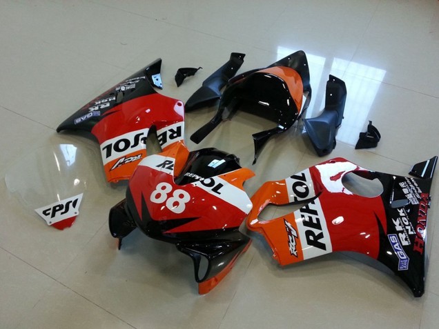 2001-2003 Honda CBR600 F4i Motorcycle Fairings - Orange White Red Glossy Black Racing Repsol 88 Australia