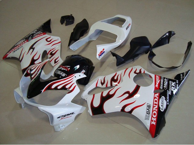 2001-2003 Honda CBR600 F4i Motorcycle Fairings - White Red Glossy Black Flame Australia
