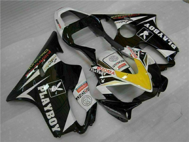 2001-2003 Honda CBR600 F4i Motorcycle Fairings - White Yellow Glossy Black Playboy Australia