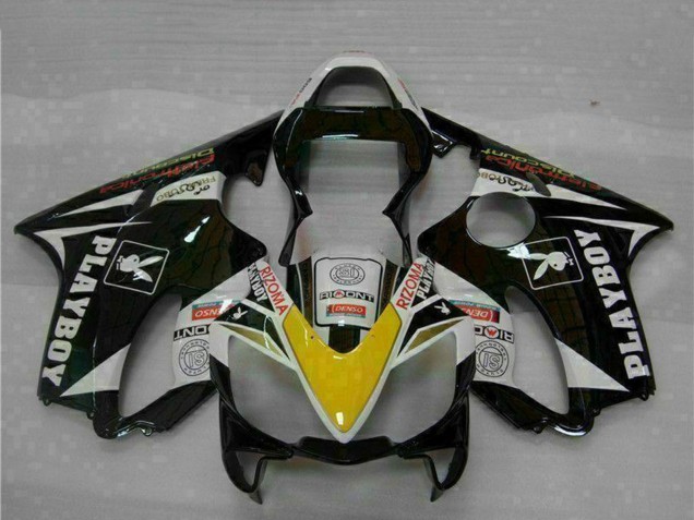 2001-2003 Honda CBR600 F4i Motorcycle Fairings - White Yellow Glossy Black Playboy Australia