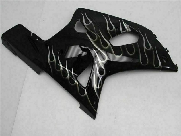 2001-2003 Suzuki GSXR 600/750 Motorcycle Fairings - Glossy Black Silver Flame Australia