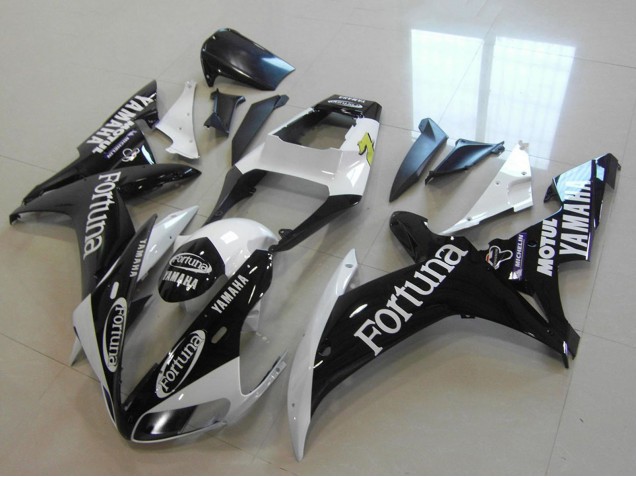 2002-2003 Yamaha YZF R1 Motorcycle Fairings - White Glossy Black Fortuna Motul Australia