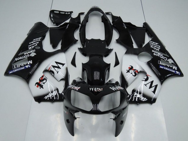 2002-2006 Kawasaki ZX12R Motorcycle Fairings - Glossy Black White West Australia