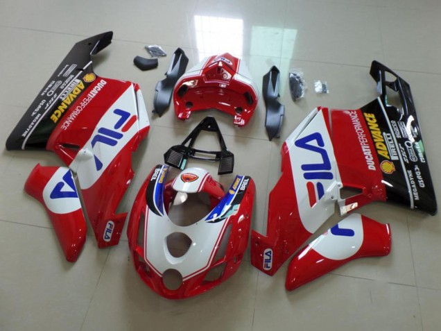 2003-2004 Ducati 749 999 Motorcycle Fairings - White Red Blue Glossy Black Fila Australia