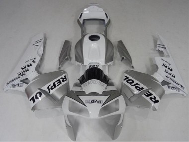 Affordable 2003-2004 Honda CBR600RR Motorcycle Fairing - White Silver Black Repsol Australia