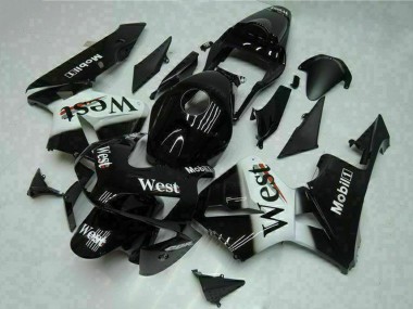 Affordable 2003-2004 Honda CBR600RR Motorcycle Fairings - Glossy Black White West Mobil Australia