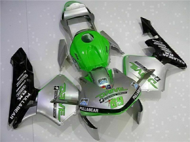 2003-2004 Honda CBR600RR Motorcycle Fairing - Silver Green Glossy Black Australia